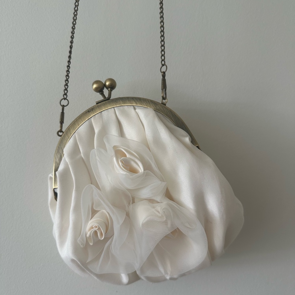 Elegant White Floral Clutch pouch bag roses cream blush